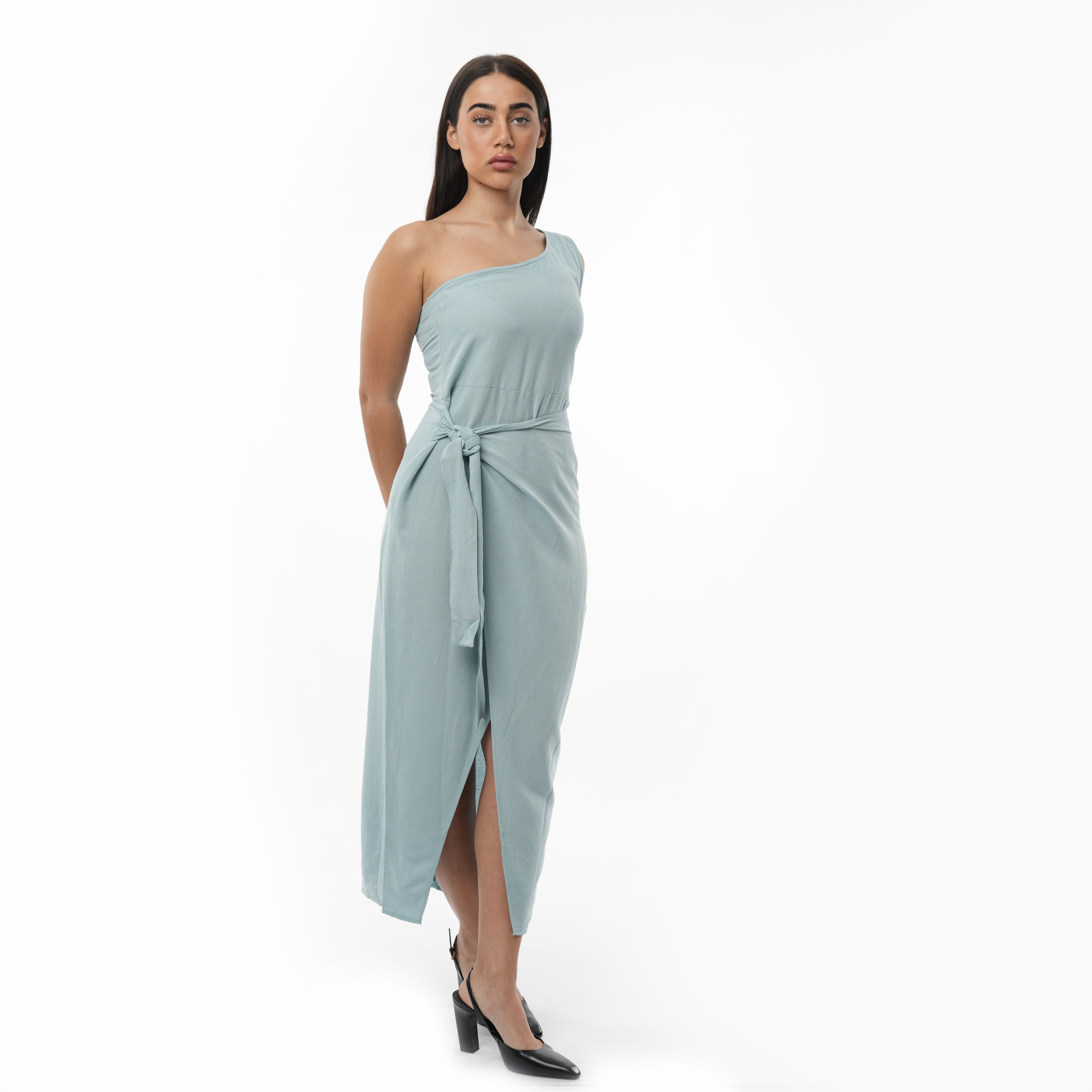 Linen Midi Dress | One Shoulder – KoiKoy