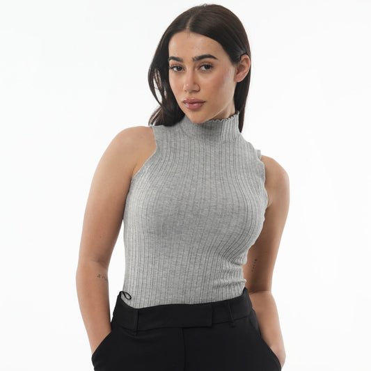 Turtle Neck Sleeveless Knit Sweater